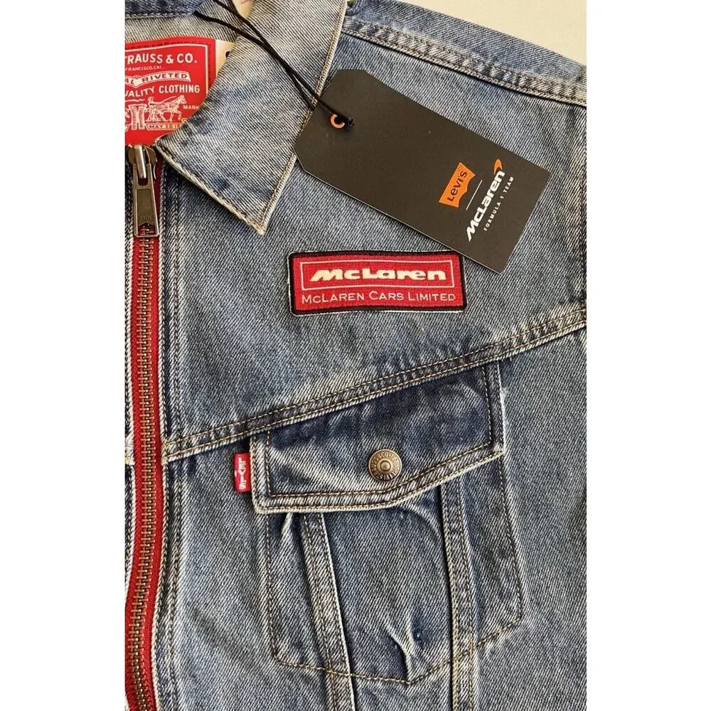 Levi's x Mclaren Denim Jacket Racing “Heritage” Trucker Blue Zip Up Size Small‎ - Picture 4 of 7